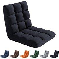 MCC Direct Folding FloorChair 14 Position Padded Adjustable Lounge Recliner Chair in Black