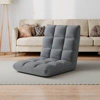 MCC Direct Folding FloorChair 14 Position Padded Adjustable Lounge Recliner Chair in Grey