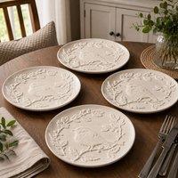 Hestia Set of 4 White Floral Bird Dessert Plates | Size: 4 Pack