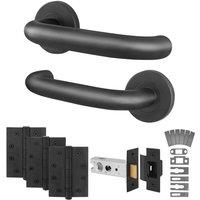 AFIT Matt Black SS Return to Door Fire Rated Handles 64mm Latch Hinges | Size: 150mm x 150mm