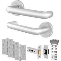 AFIT Satin Aluminium Return to Door Fire Rated Handles 64mm Latch Hinges in Silver | Size: 150mm x 150mm