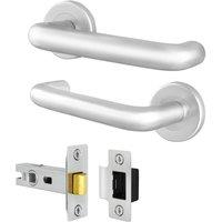 AFIT Satin Aluminium Return to Door Handles 64mm Latch in Silver | Size: 150mm x 150mm
