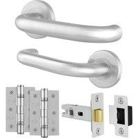 AFIT Satin Aluminium Return to Door Handles 64mm Latch Hinges in Silver | Size: 150mm x 150mm