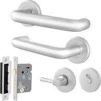 AFIT Satin Aluminium Return to Door Handles Bath Lock 64mm in Silver | Size: 150mm x 150mm