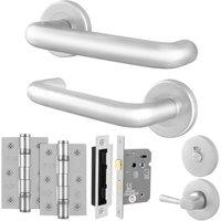 AFIT Satin Aluminium Return to Door Handles Bath Lock 64mm Hinges in Silver | Size: 150mm x 150mm