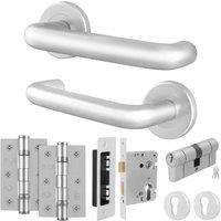 AFIT Satin Aluminium Return to Door Handles Euro Dbl Cylinder Hinges in Silver | Size: 150mm x 150mm