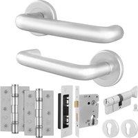 AFIT Satin Aluminium Return to Door Handles Euro Thumb Turn Hinges in Silver | Size: 150mm x 150mm