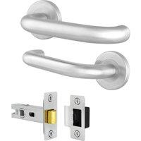 AFIT Satin Stainless Steel Return to Door Handles 64mm Latch in Silver | Size: 150mm x 150mm