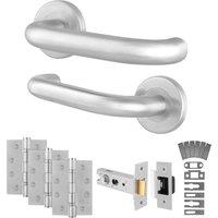 AFIT Satin SS Return to Door Fire Rated Handles 64mm Latch Hinges in Silver | Size: 150mm x 150mm