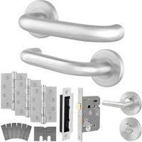 AFIT Satin SS Return to Door Fire Rated Handles Bath Lock 64mm Hinges in Silver | Size: 150mm x 150mm