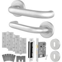 AFIT Satin SS Return to Door Fire Rated Handles Sash Lock Hinges in Silver | Size: 150mm x 150mm