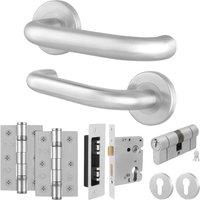 AFIT Satin Stainless Steel Return to Door Handles Euro Dbl Cylinder Hinges in Silver | Size: 150mm x 150mm