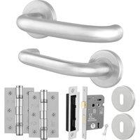 AFIT Satin Stainless Steel Return to Door Handles Sash Lock Hinges in Silver | Size: 150mm x 150mm