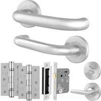 AFIT Satin Stainless Steel Return to Door Handles Bath Lock 80mm Hinges in Silver | Size: 150mm x 150mm