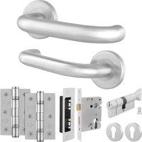 AFIT Satin Stainless Steel Return to Door Handles Euro Thumb Turn Hinges in Silver | Size: 150mm x 150mm