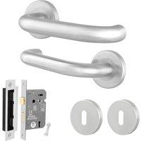 AFIT Satin Stainless Steel Return to Door Handles Sash Lock Key in Silver | Size: 150mm x 150mm