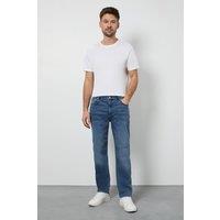 Burton Men's Light Vintage Wash Stretch Straight Fit Jeans in Light Blue | Size: 30R