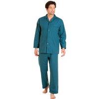 Haigman Men's Men's Cotton Blend Easy Care Long Sleeve Pyjama Set in Teal | Size: Medium