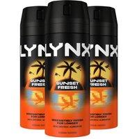 Lynx Sunset Fresh Men's Deodorant Body Spray 150ml, 3 Pack in Black