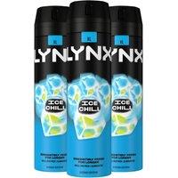 Lynx Men's Ice Chill Body Spray XL 48-Hour HD Fragrance Deodorant, 200ml, 3 Pack in Blue