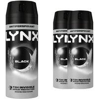 Lynx Men's Black Body Spray Deodorant 48Hrs HD Fragrance 150ml, 3 Pack