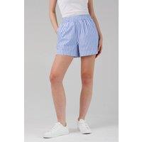 French Connection Women's Cotton Striped Elasticated Waist Shorts in Blue | Size: 14