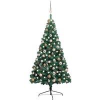 Berkfield Home Artificial Half Pre-lit Christmas Tree with Ball Set Green 150 cm