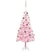 Berkfield Home Artificial Pre-lit Christmas Tree with Ball Set Pink 150 cm PVC