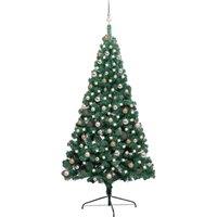 Berkfield Home Artificial Half Pre-lit Christmas Tree with Ball Set Green 210 cm