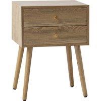 Nordlys Bedside Table 2 Drawers Natural Wood in Brown
