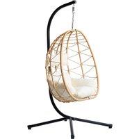 Nordlys Hanging Rattan & Metal Armchair in Brown