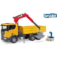 Bruder 1:16 Scania Super 560R Construction truck with crane & 2 pallet in Yellow | Size: 1 Pack