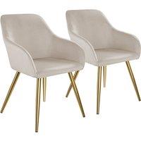 tectake Accent Chair Marilyn Set Of 2 - Taupe/Gold in Taupe | Size: 2 Pack