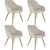 tectake Accent Chair Marilyn Set Of 4 - Taupe/Gold in Taupe | Size: 4 Pack