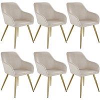 tectake Accent Chair Marilyn Set Of 6 - Taupe/Gold in Taupe | Size: 6 Pack