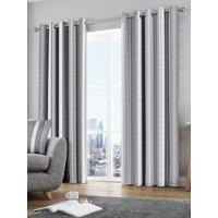 Fusion 'Whitworth Stripe' Fully Lined 100% Cotton Eyelet Curtains in Grey | Size: 229 cm width x 183 cm drop