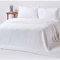 Homescapes Cotton Waffle Blanket Throw - Soft, Breathable & Skin-Friendly in White | Size: 228 cm x 228 cm