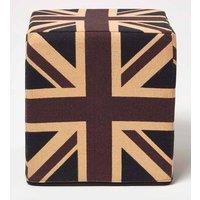 Homescapes Cotton Cube Pouffe Vintage Union Jack