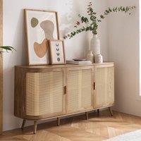 Birlea 3 Door Rattan Sideboard Curved Cupboard Sark Storage Cabinet in Beige