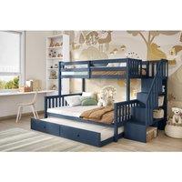 Flair Tag Triple Staircase Bunk Bed with Trundle in Blue | Size: Double