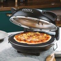 Cooks Professional Electric Pizza Oven with Stone Base, Window, Paddles & Baking Sheet in Black