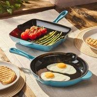 Cooks Professional 2 Piece Cast Iron Frying Pan & Skillet Set with Enamel Interior in Teal | Size: 6 Pack