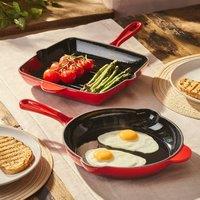 Cooks Professional 2 Piece Cast Iron Frying Pan & Skillet Set with Enamel Interior in Red | Size: 7 Pack