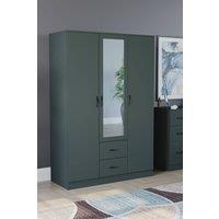 HD Designs Riano 3 Door 2 Drawer Mirrored Wardrobe Storage Organizer in Green