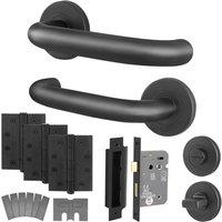 AFIT Matt Black SS Return to Door Fire Rated Handles Bath Lock 64mm Hinges | Size: 150mm x 150mm