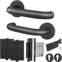 AFIT Matt Black SS Return to Door Handles Euro Thumb Turn Hinges | Size: 150mm x 150mm