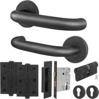 AFIT Matt Black SS Return to Door Handles Euro Dbl Cylinder Hinges | Size: 150mm x 150mm