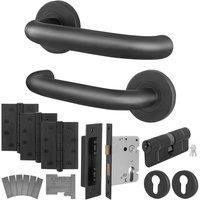 AFIT Matt Black Return to Door Fire Rated Handles Euro Dbl Cylinder Hinges | Size: 150mm x 150mm