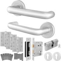 AFIT Satin Al Return to Door Fire Rated Handles Euro Thumb Turn Hinges in Silver | Size: 150mm x 150mm