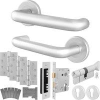 AFIT Satin Al Return to Door Fire Rated Handles Euro Dbl Cylinder Hinges in Silver | Size: 150mm x 150mm